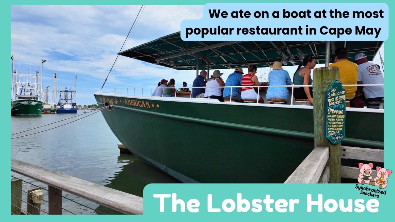 We're on a boat! Eating at The Lobster House, the most popular restaurant in Cape May