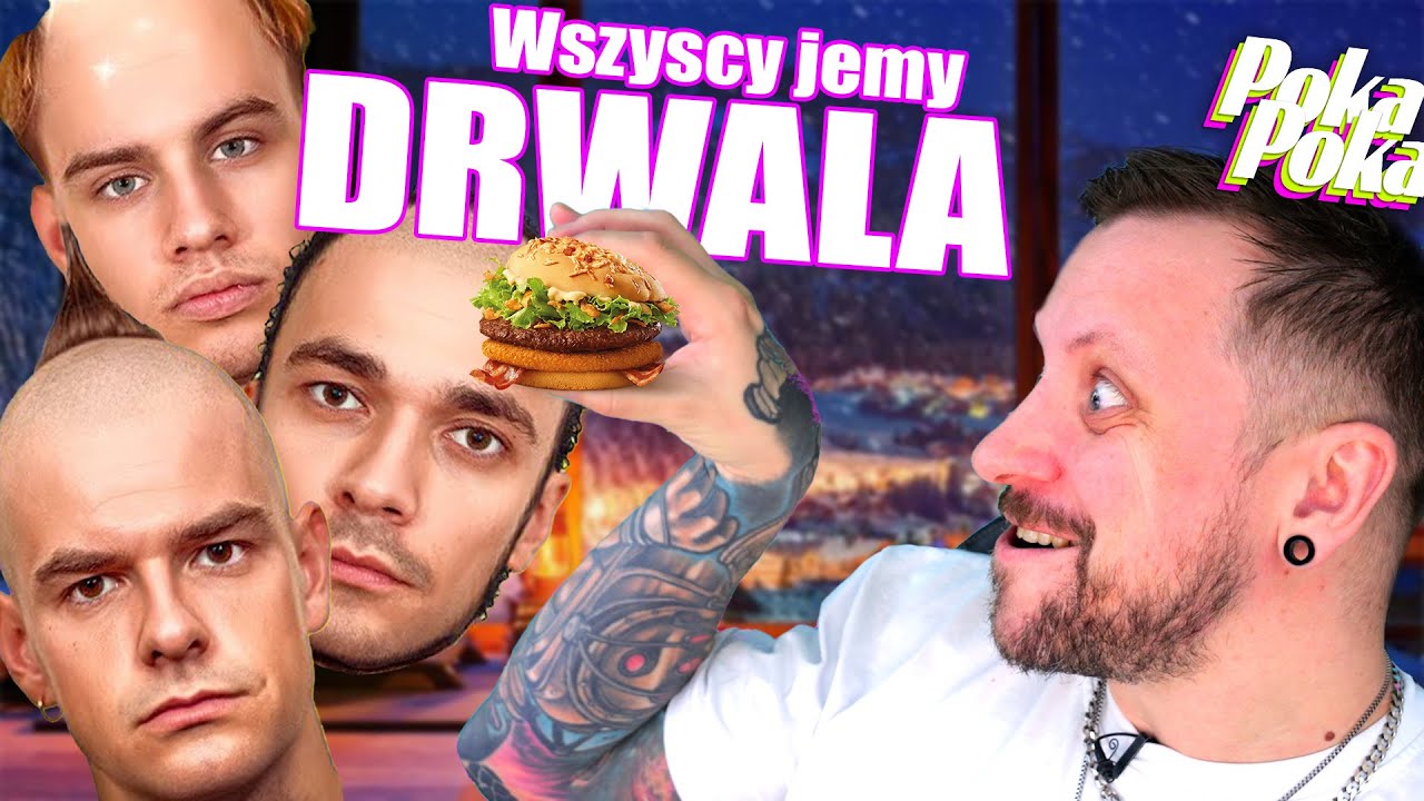 OjWojtek, Łatwogang i Patec jedzą BURGERA DRWALA z MOIM SOSEM - POKA POKA #142
