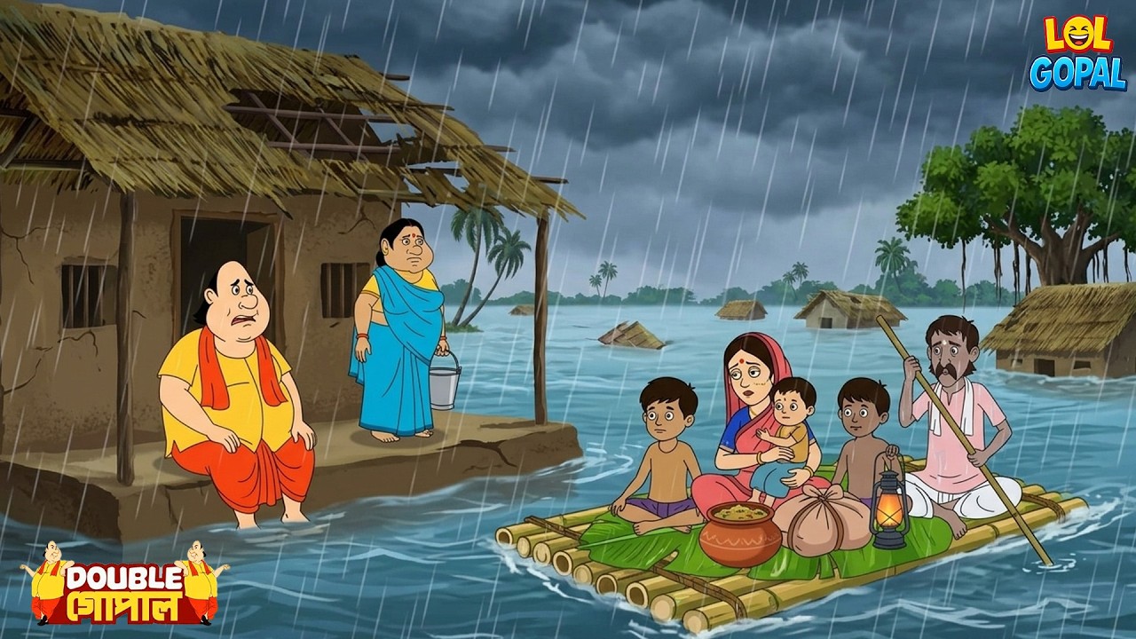 বন্যায় ক্ষুধার্ত গোপাল দাদাকে খাবার দিতে এসেছে শিশুরা | Gopal Bhar | গোপালভাঁড় | Bangla Comedy