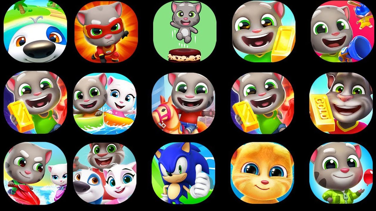 Talking Tom Friends2,Tom Hero,Tom Candy Run ,Tom Gold,Tom Fun Fair,Tom Cake Jump,Tom sky run