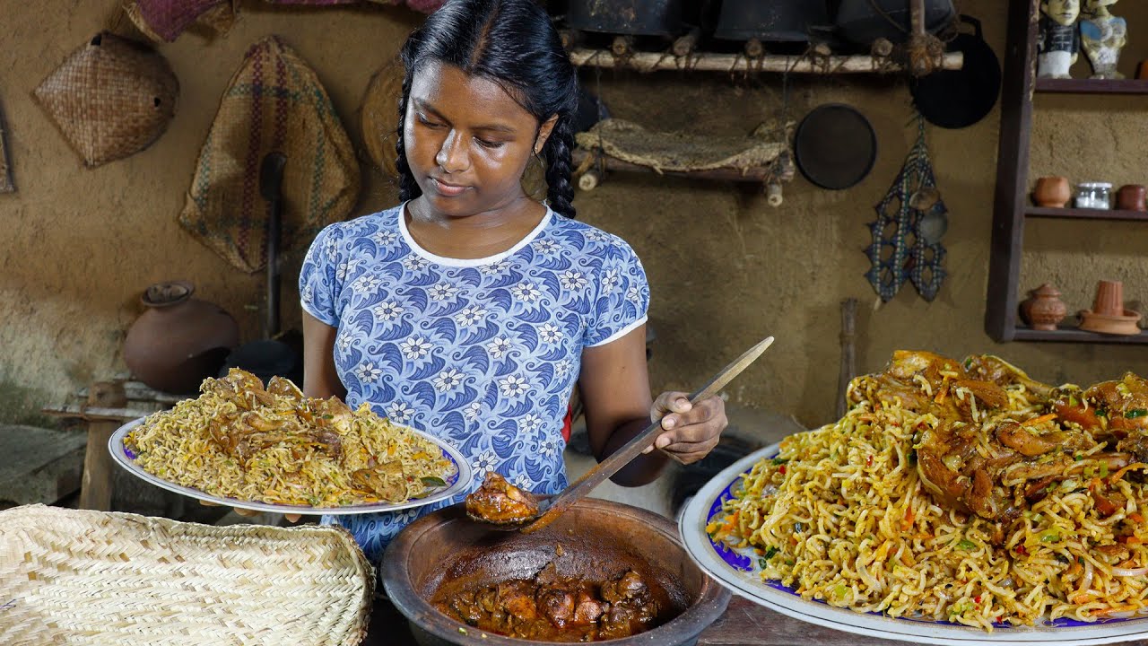 kottu recipe / A kottu  made by mixing chicken meat without any flavorings/  village kitchen recipe