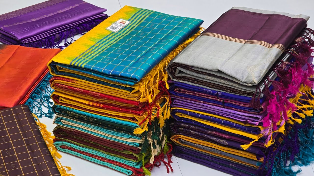 Checks Pure Soft Silk Sarees || Best Silk Sarees Shop in Coimbatore || Direct Weaver || Wholesale 