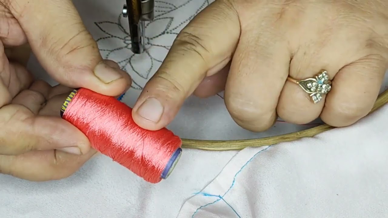 Machine Embroidery flower design for beginners