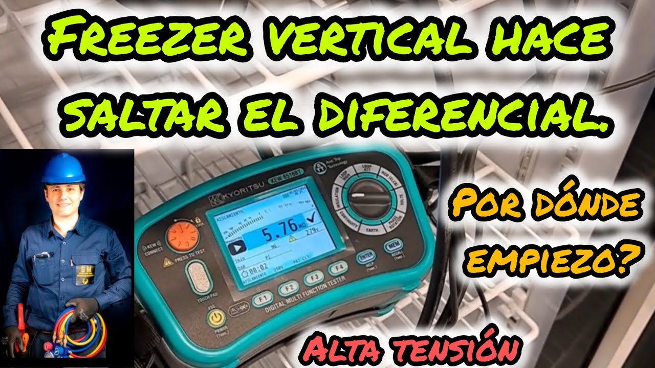 Freezer vertical con descarga eléctrica, hace saltar el diferencial. kyoritsu 6516bt, Minipa2552.