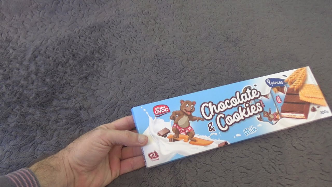 Mister Choc Chocolate & Cookies Milk 300 g 9 pieces Unboxing and Test