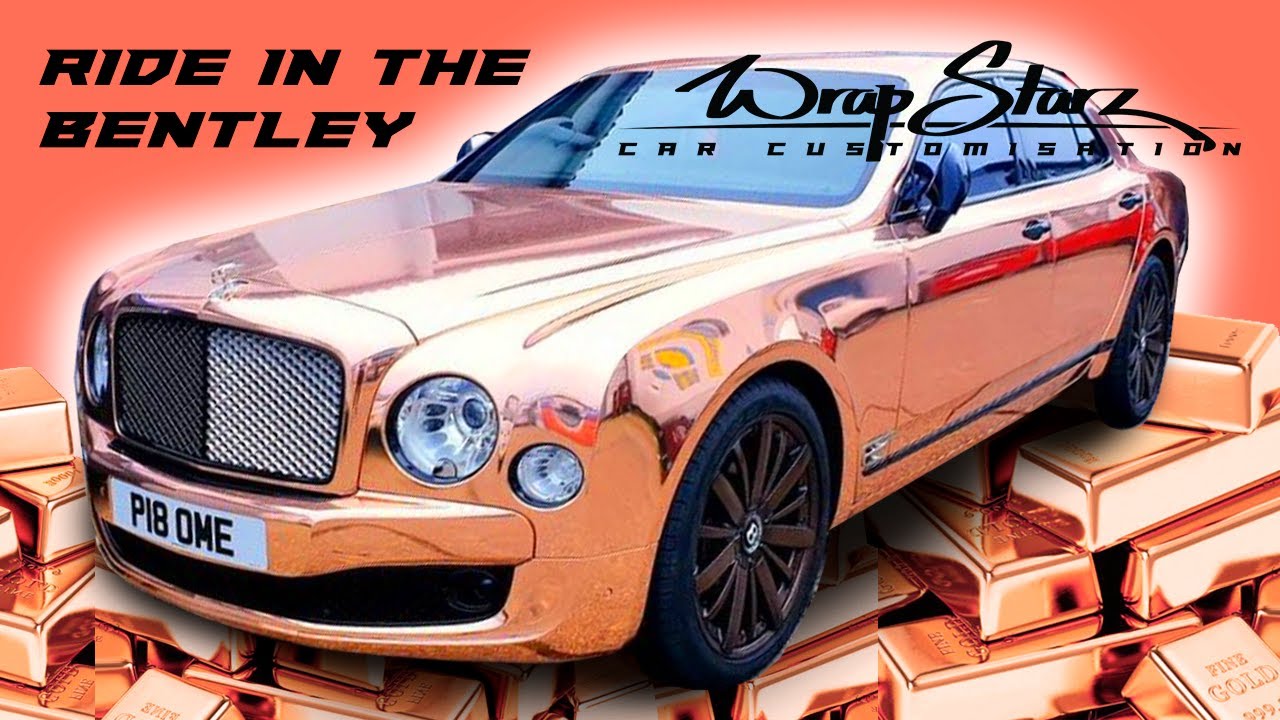 THE WORLDS LARGEST ROSE GOLD CHROME WRAPPED CAR #BENTLEYMULSANNE #CARWRAPPING #ROSEGOLDWRAP #LONDON