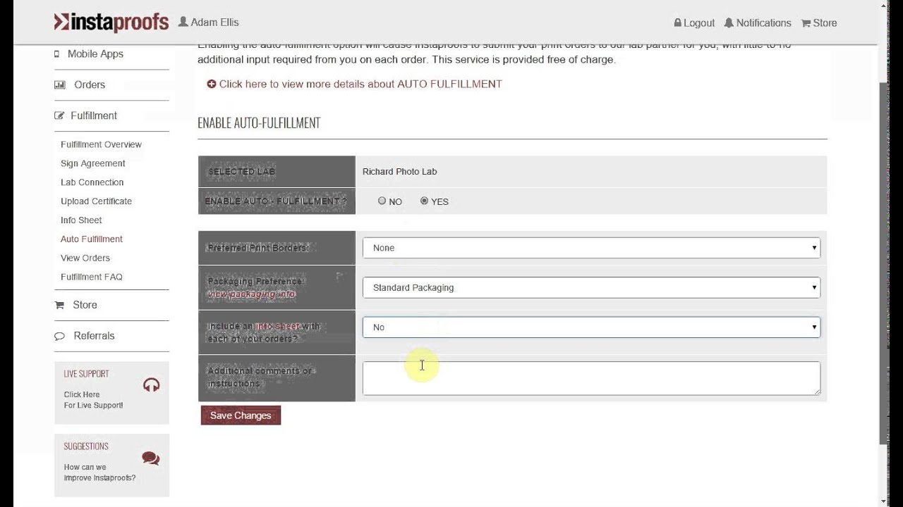 Getting Started with Order Fulfillment - Instaproofs, Inc.