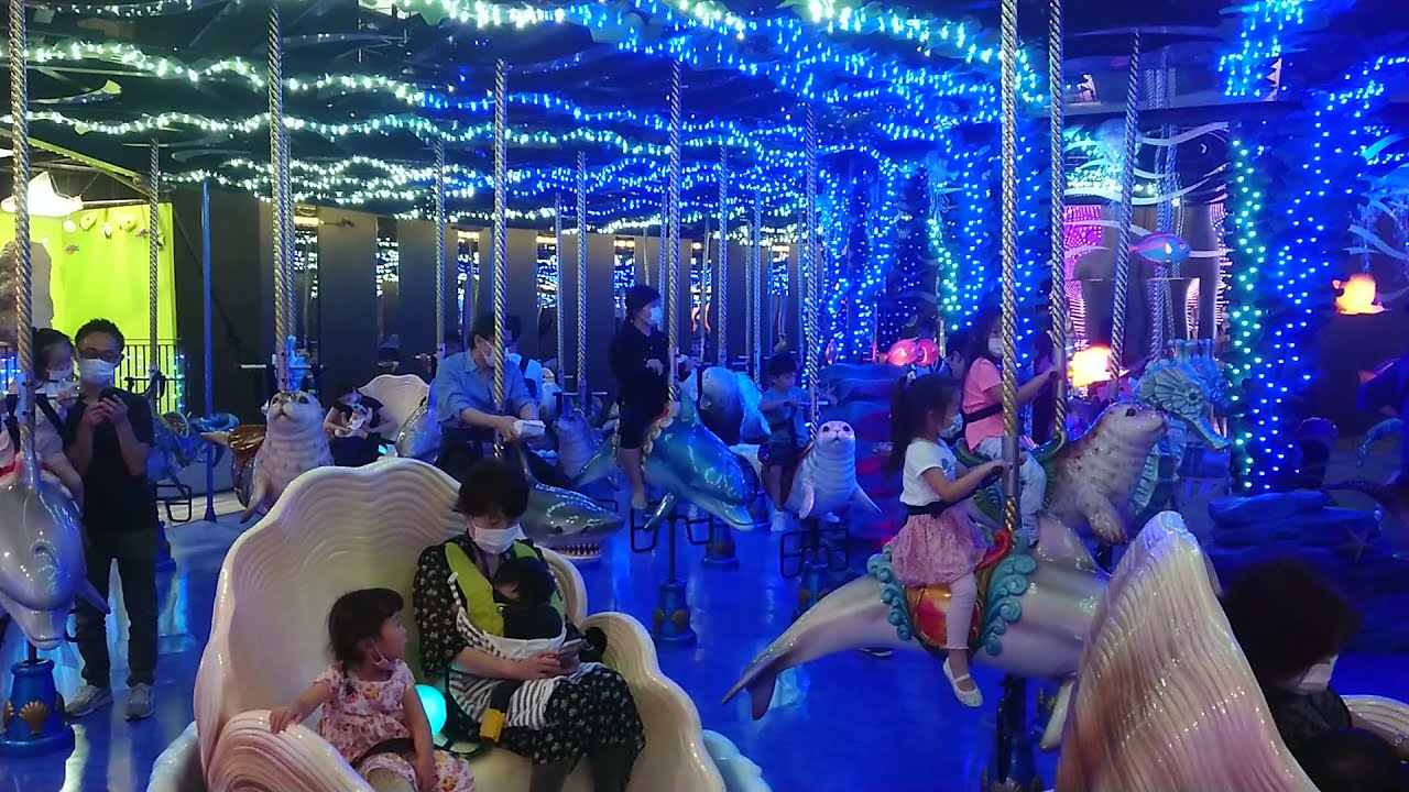 【水族館・遊園地】水族館のメリーゴーランド♪ アクアパーク品川　青い世界のキラキラ、クルクル☆ Aquapark Shinagawa,TOKYO
