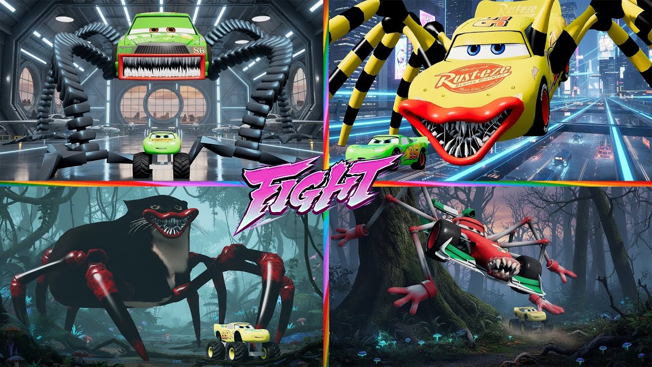 Compilation of epic battles🏎️ McQueen 🆚 Zombie Car🆚Brain McQueen 🆚 Giant Centipede 🆚 TRUCK / Tiles
