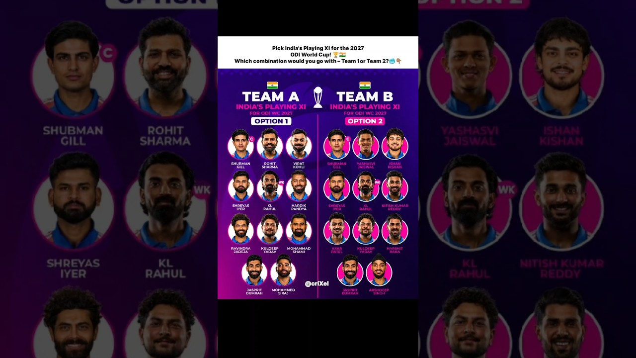 🏆 India's Best ODI World Cup 2027 Playing XI? Team A vs Team B 🇮🇳🔥#cricket