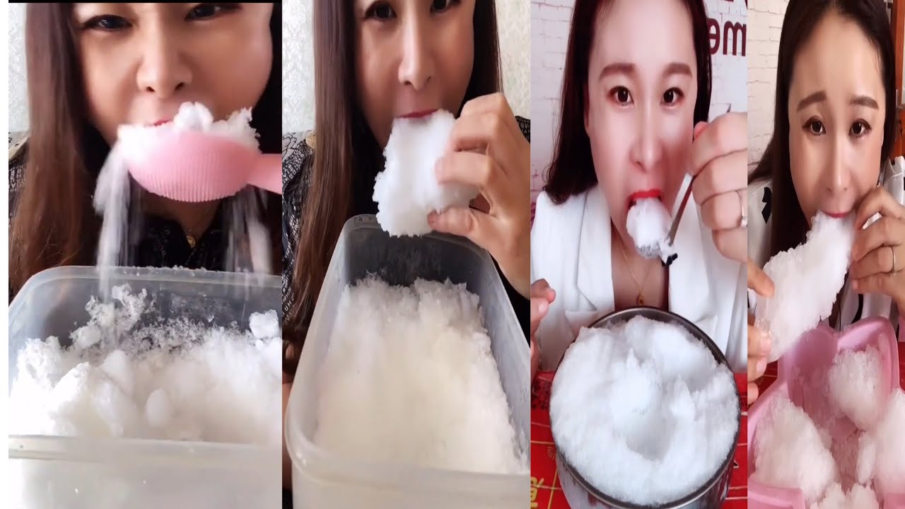 BITES ONLY soft,squeaky,crunch,dry white ice eating🤤🧊🥶mouthwatering#asmr #iceeating اكل ثلج