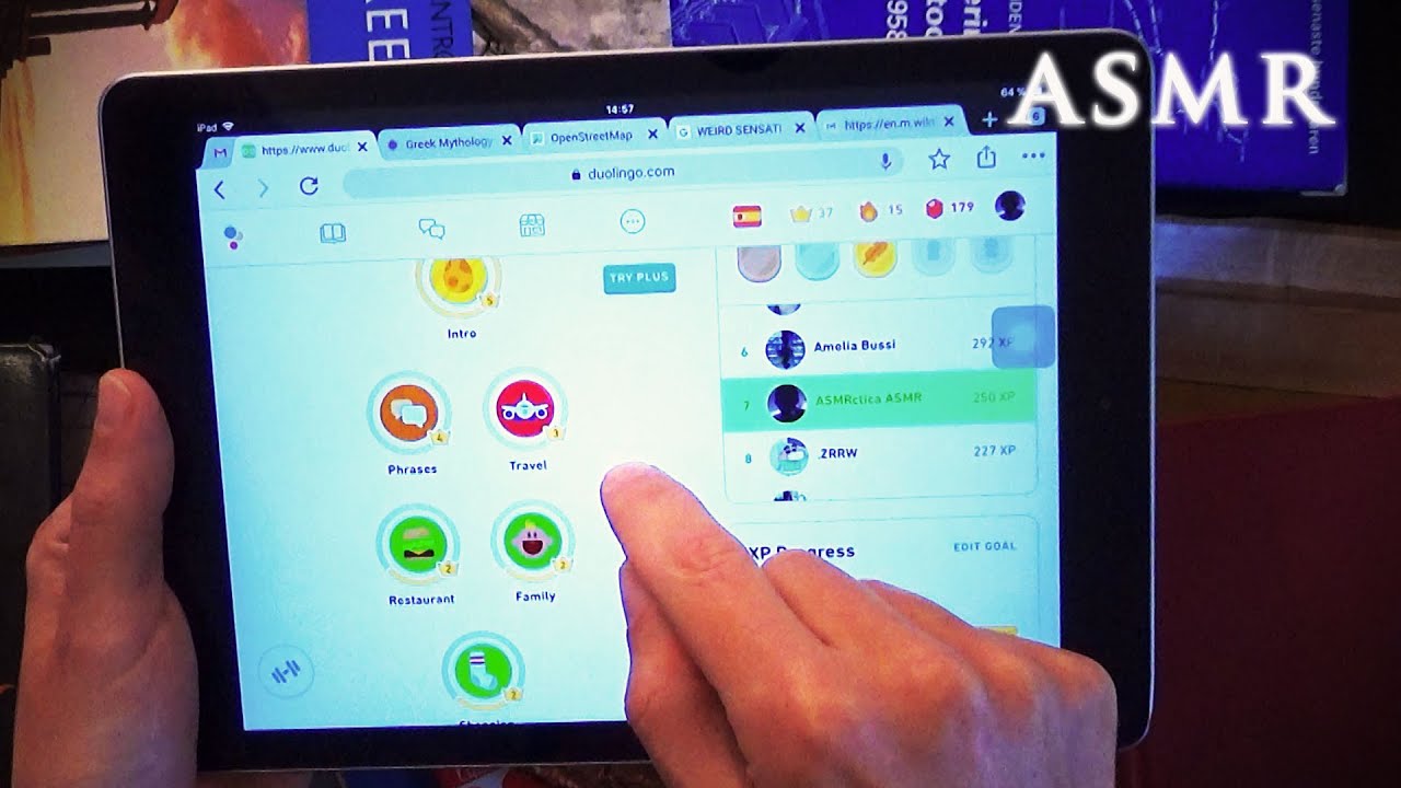 ASMR Duolingo Ipad Tapping | Learning Spanish