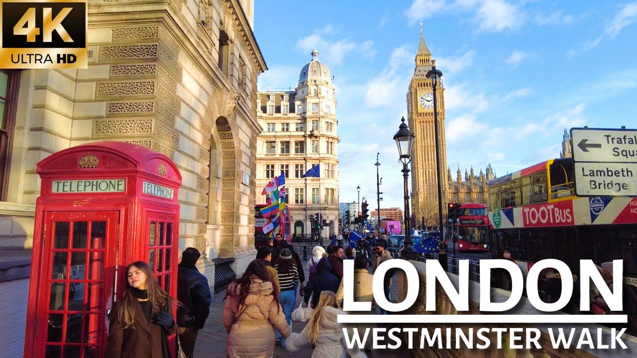 LONDON WINTER WALK | Walking Westminster On Beautiful Winter Day With Iconic Views Of Big Ben [4K] 