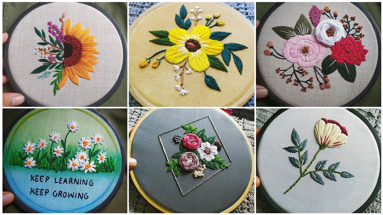 Floral embroidery compilation || Embroidery For Beginners - Let's Explore