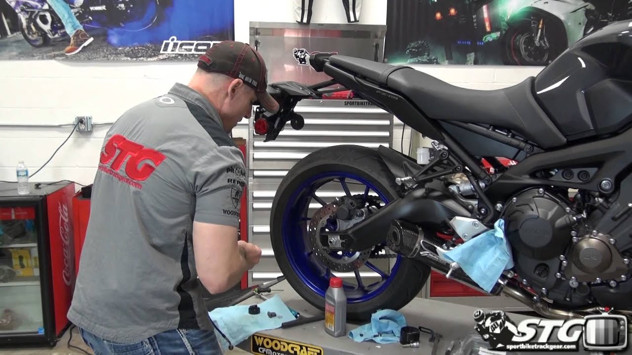 How to Install Spiegler Rear Brake Lines on 2014 Yamaha FZ-09 from Sportbiketrackgear.com