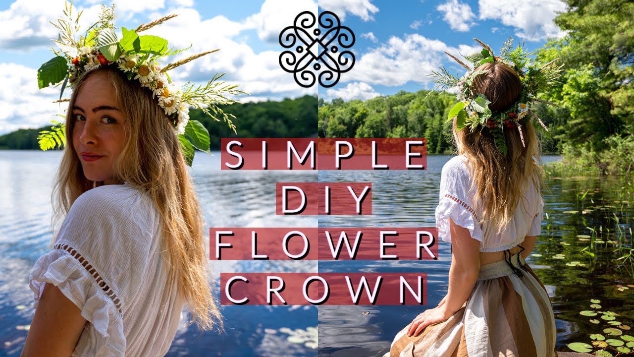 SIMPLE DIY Flower Crown - No other materials needed! | Pagan Jāņi Celebration ✨