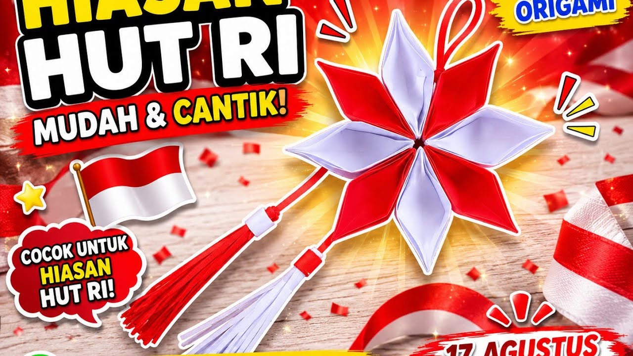 Cara Membuat Hiasan 17 Agustus #6 | Hiasan HUT RI | Hiasan Gantung dari Kertas