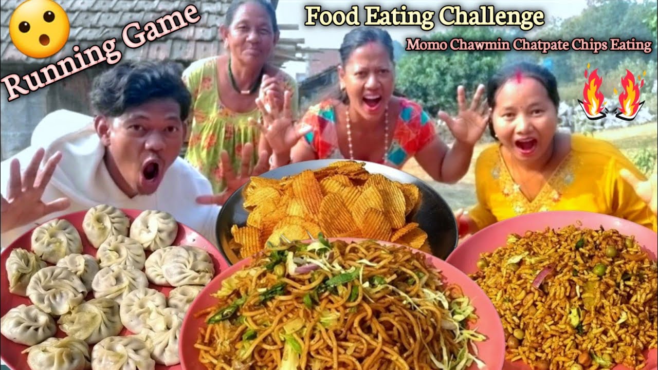 Running Game ||  Momos Chawmin Chatpate Chps Food Eating Challenge Funny