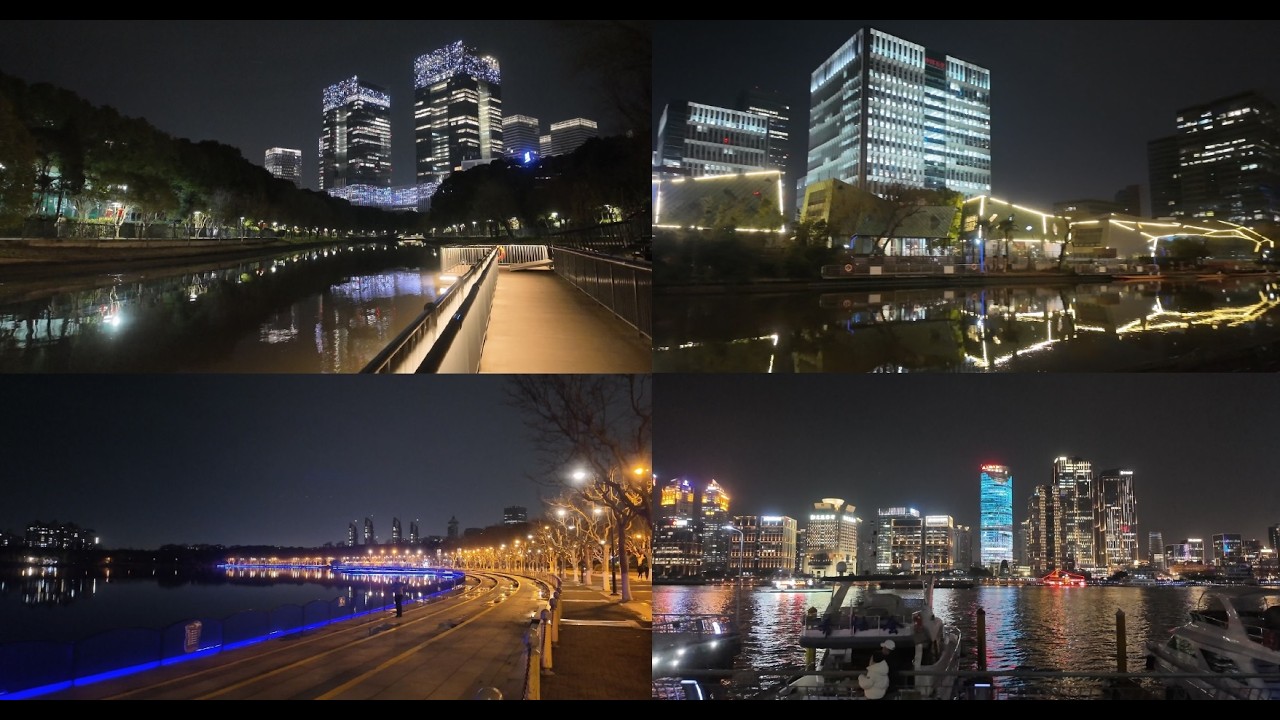 陆家嘴水环西段夜跑 4K virtual run Lujiazui water loop 跑步机风景 世纪公园东昌绿地 董家渡 外滩 塘桥公园 竹园绿地 张家浜 上海跑步路线260227