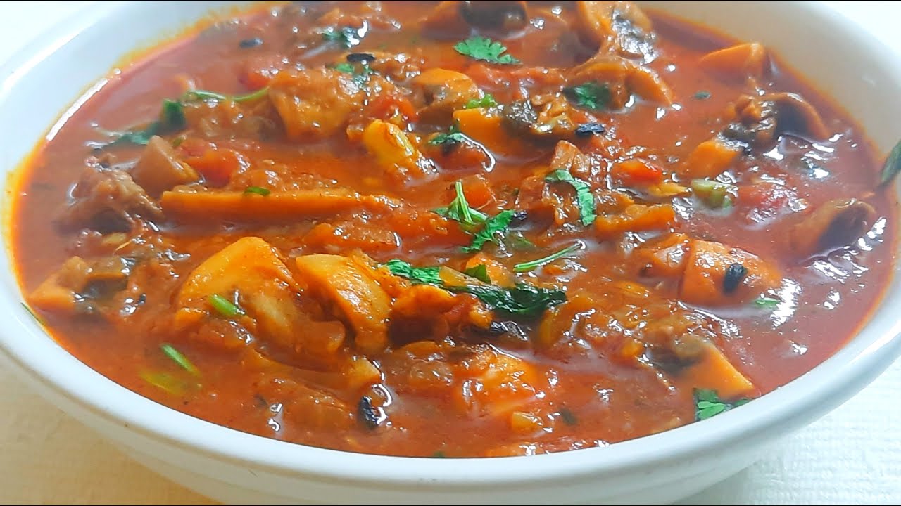 Простой грибной карри | Грибная масала | Английский | Sunsankitchen