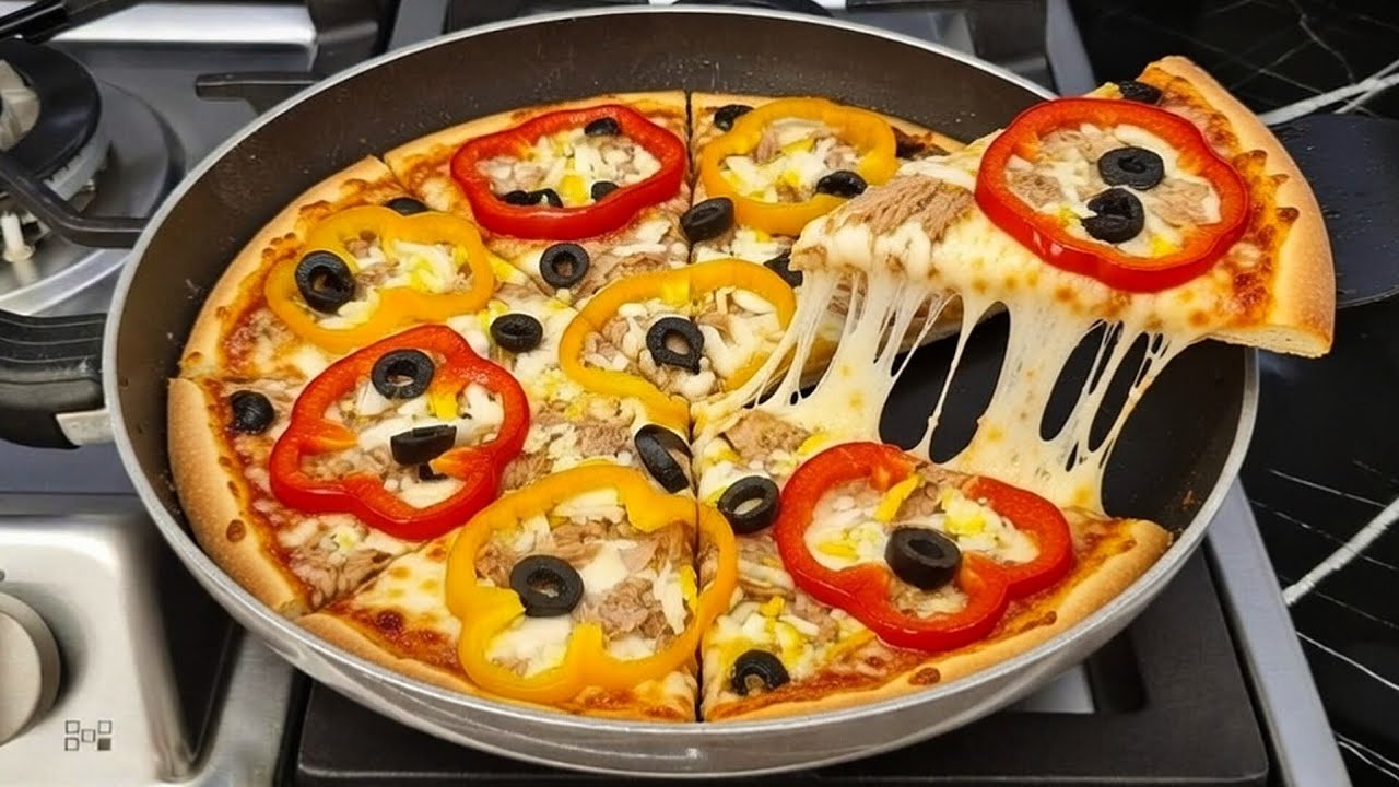 Easiest Pizza Under 4 Min | No Oven No Knead Pizza