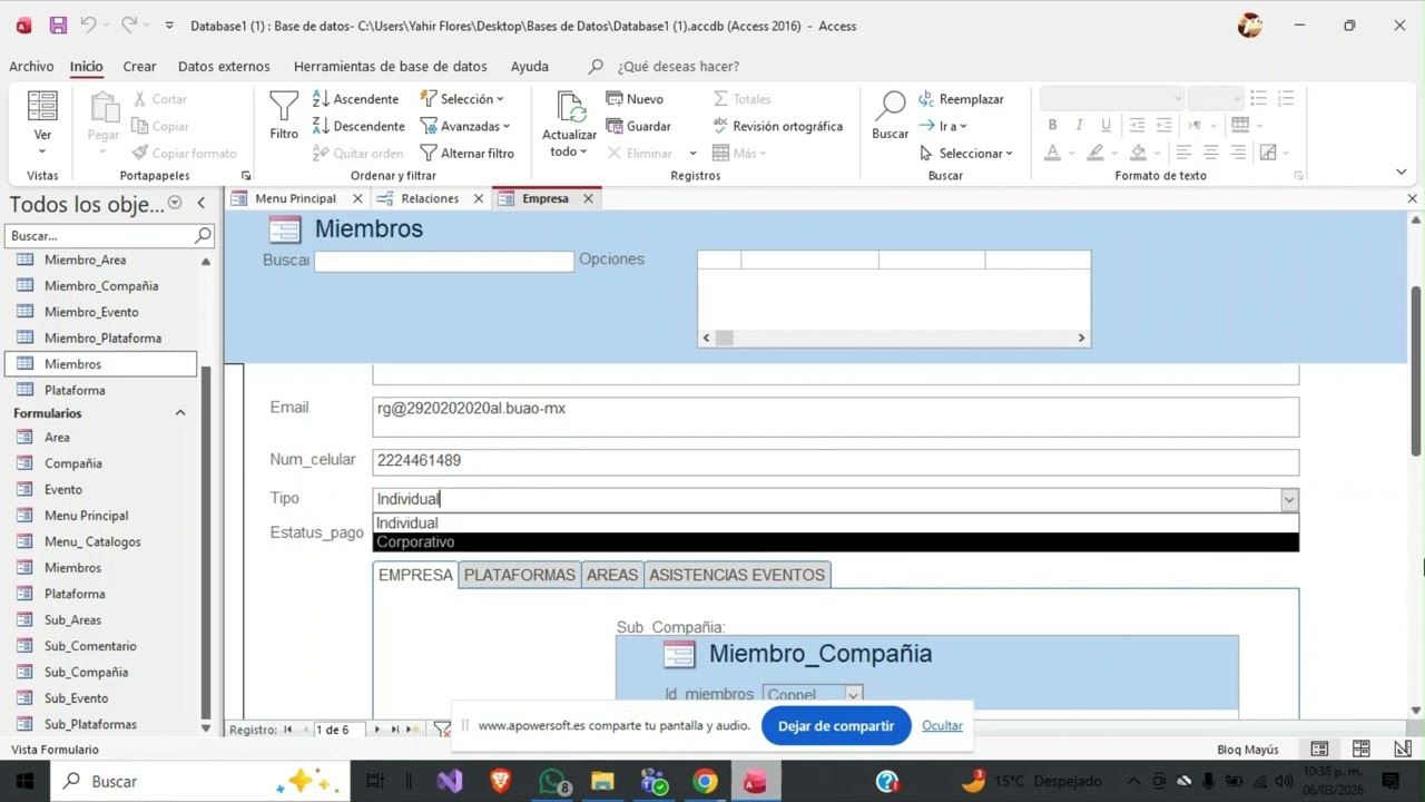 Ejercicio en Access - Equipo 7 (Bases de Datos Para Ingenieria)