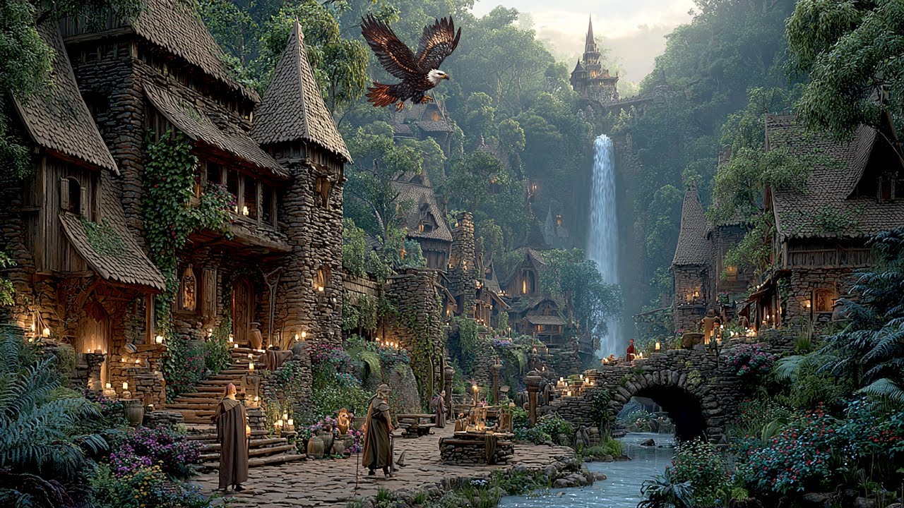 Medieval Folk Music: Misty Forest Haven for Soothing Relaxation & Scenic Beauty