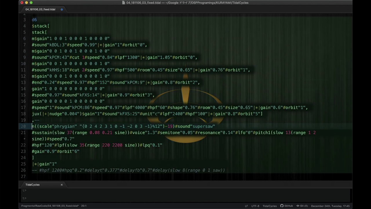 Fragment of Raw Code 04 [Tidalcycles livecoding]