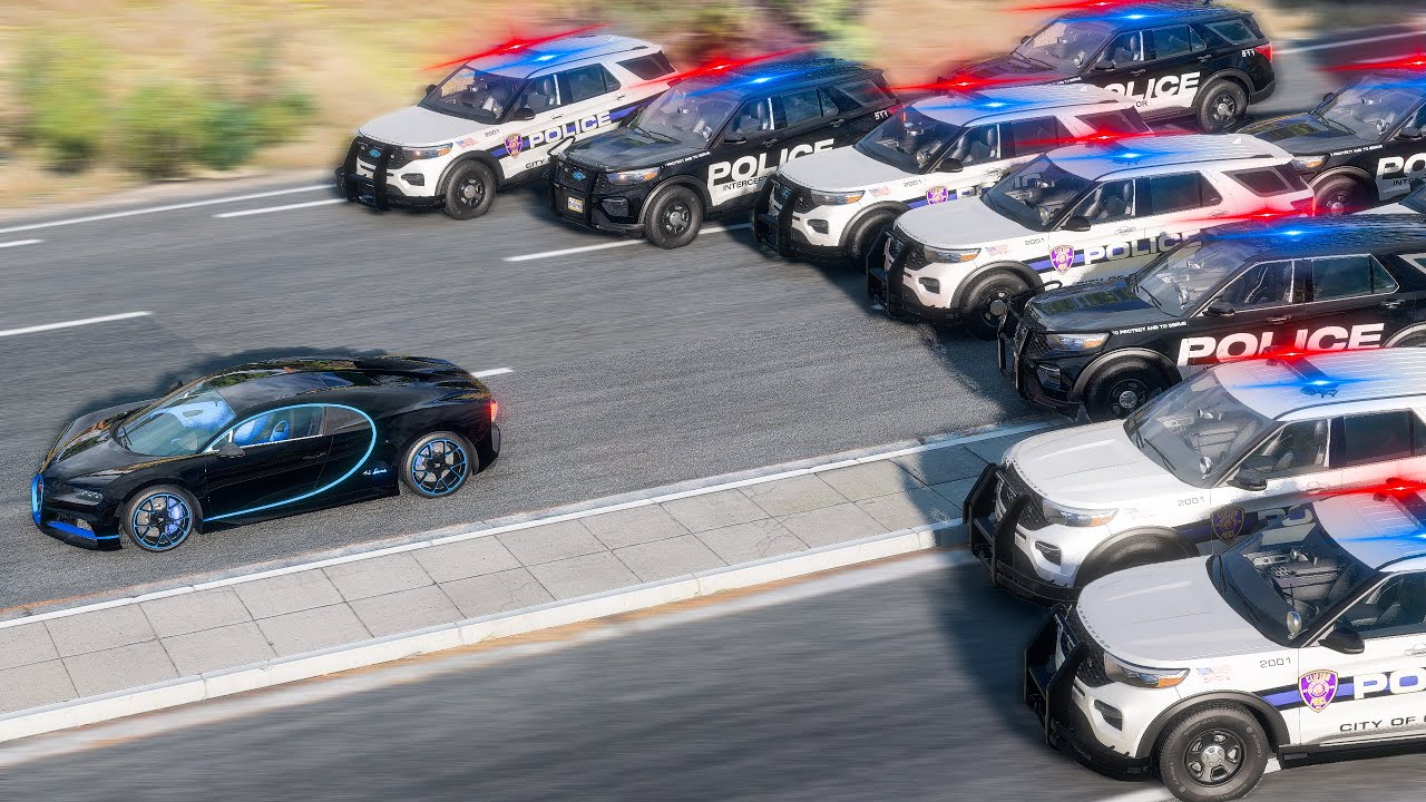 BUGATTI Chiron Heist | Escaping from the Police Chase - BeamNG.Drive