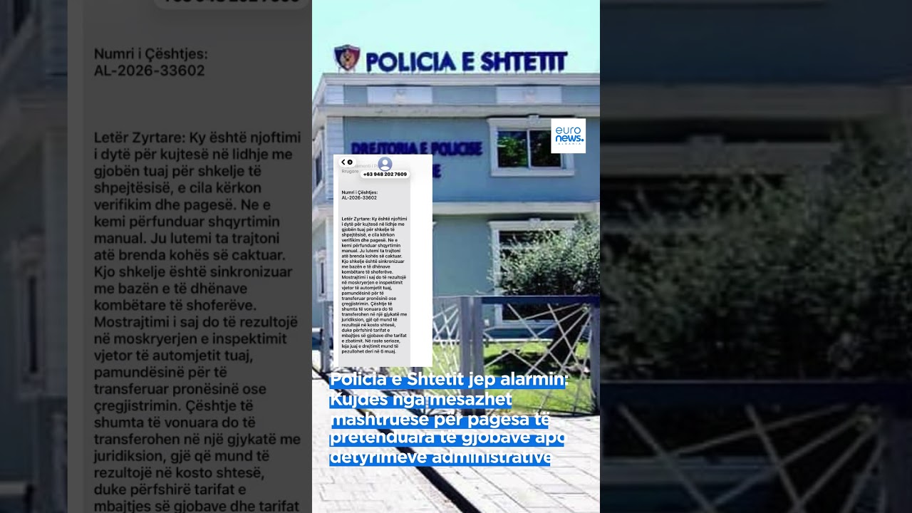 Policia e Shtetit jep alarmin:Kujdes nga mesazhet mashtruese p&euml;r pagesa t&euml; pretenduara t&euml; gjobave...