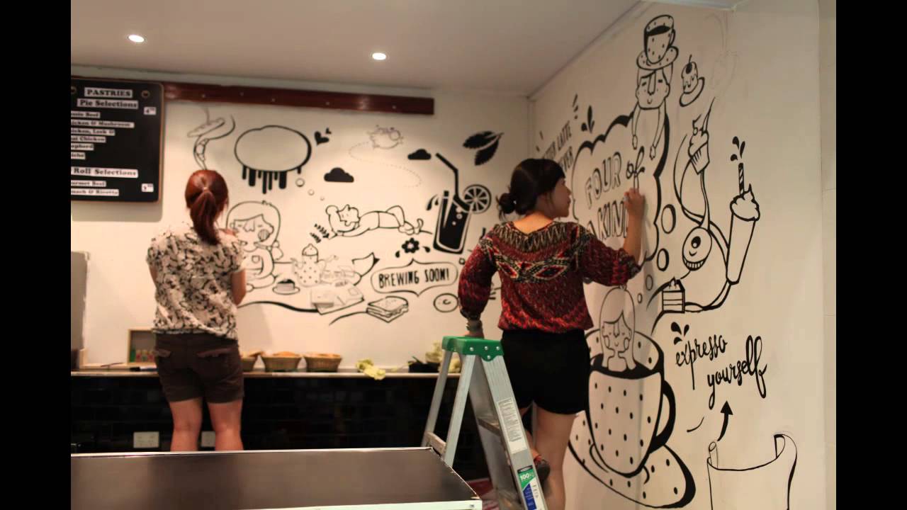 Four of A Kind Cafe Mural Timelapse - Irenne Tj