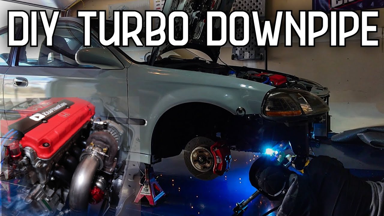 Изготовление и установка даунпайпа Turbo Civic!