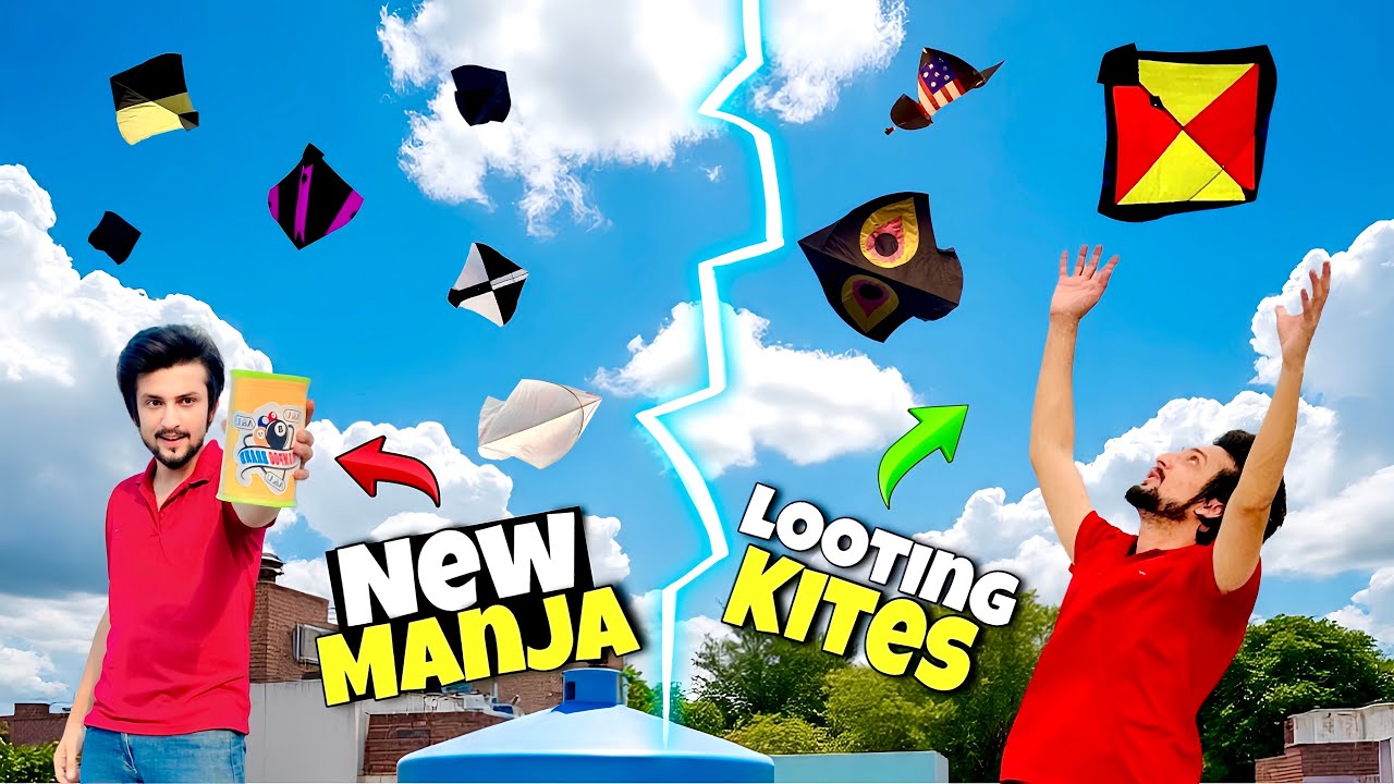 Looting kites from Roftop 🤪Omg New Manja Ly Aya Ab khair Nahi 🥵Most Trending Manja 🥶!