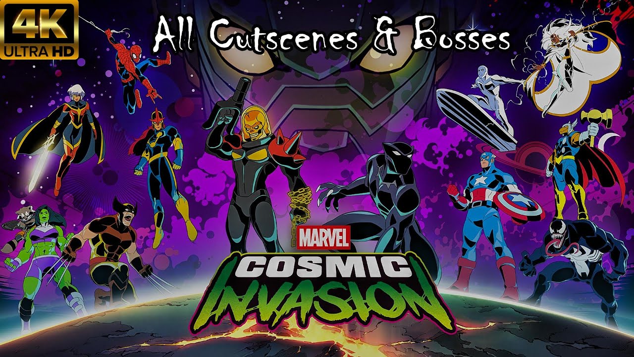 Marvel Cosmic Invasion - Все кат-сцены и боссы (игровой фильм) 4K