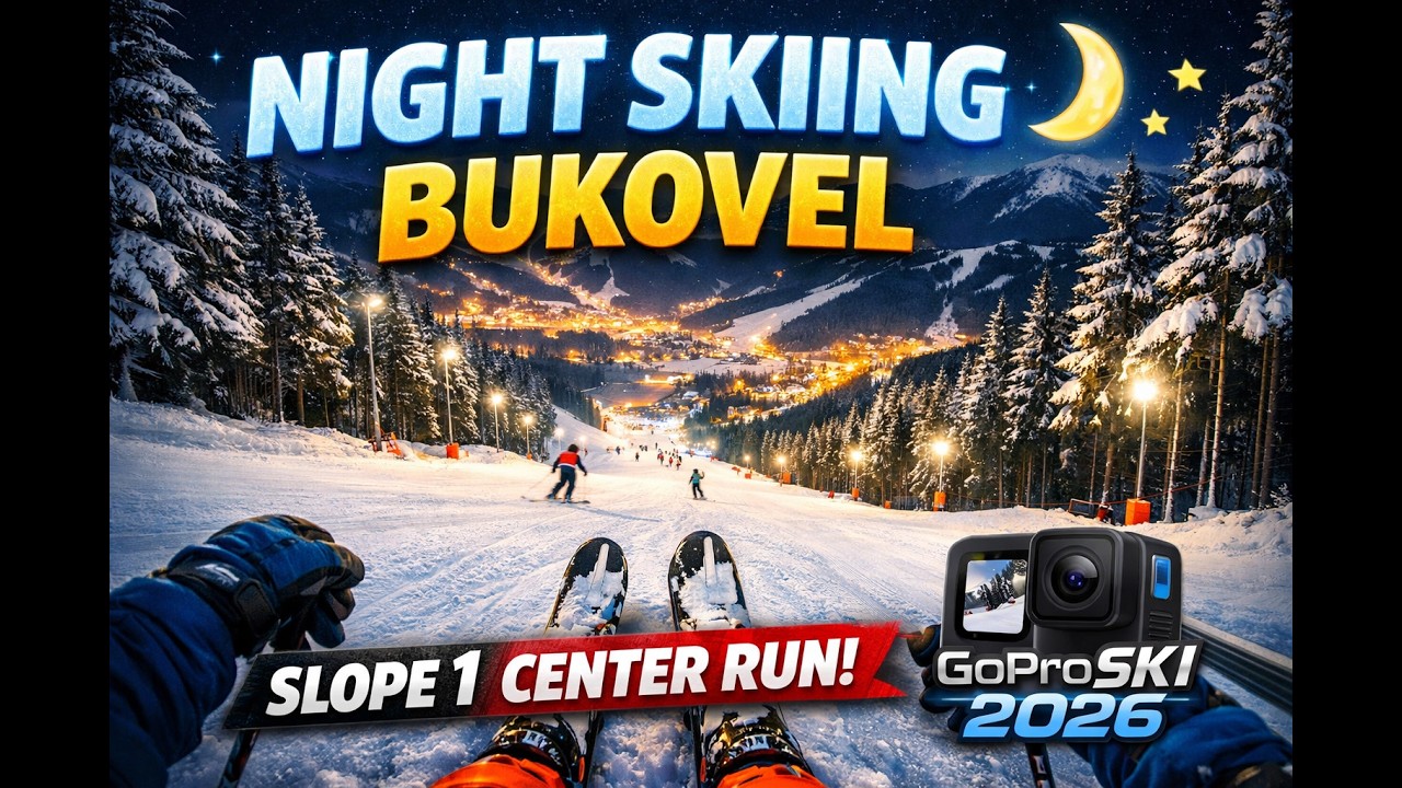 Night Skiing Bukovel 🌙 | Slope 1 Center Run | GoPro Ski POV 2026
