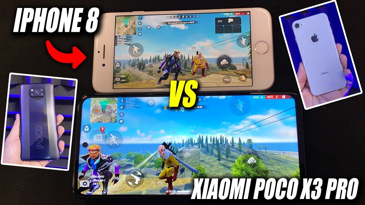 XIAOMI POCO X3 PRO vs IPHONE 8 en FREE FIRE ¿Con cual te quedas?