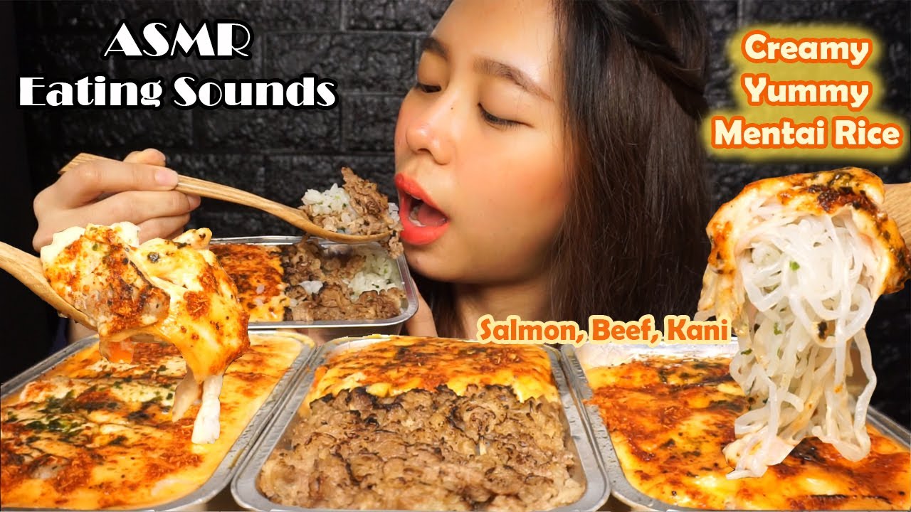 ASMR Salmon Mentai Rice, Mentai Shirataki Noodle | The Best Creamy Mentai Rice | Eating Sounds