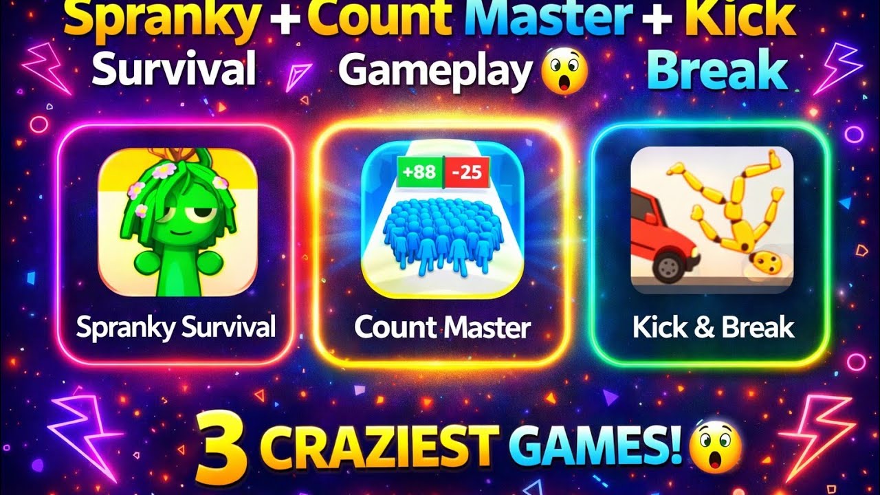 Spranky Survival, Count Master & Kick Break Gameplay 😱 | Craziest Mobile Games Challenge!