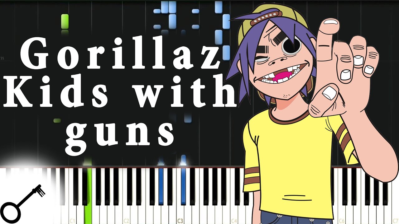 Gorillaz - Kids with guns [Piano Tutorial] Synthesia | passkeypiano
