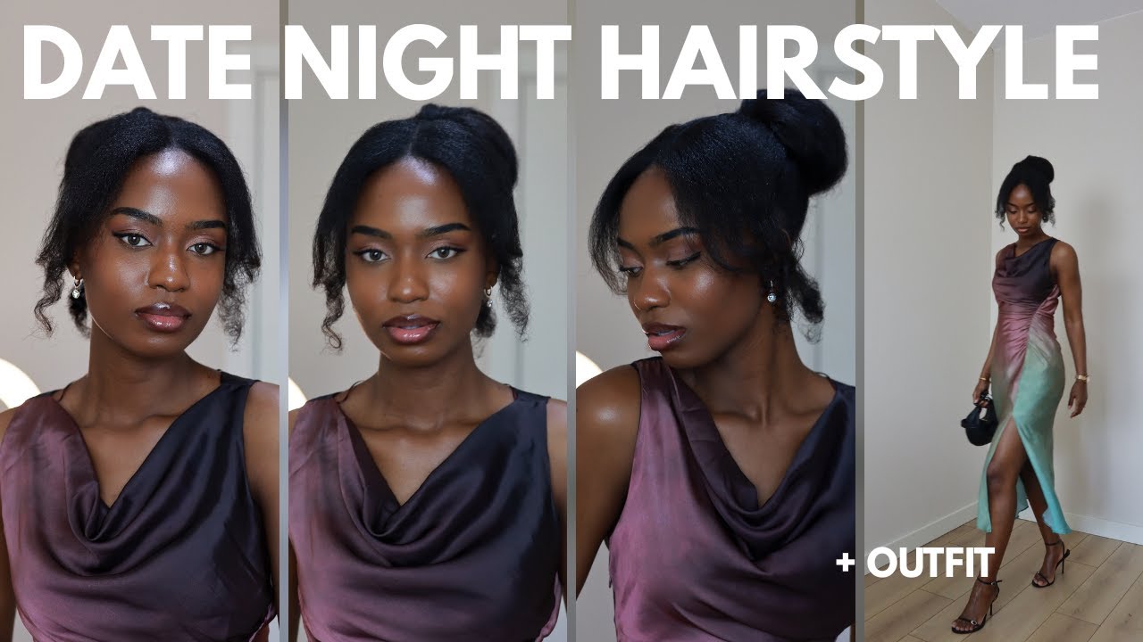 SIMPLE DATE NIGHT HAIRSTYLE | ELEGANT NATURAL HAIRSTYLE + outfit
