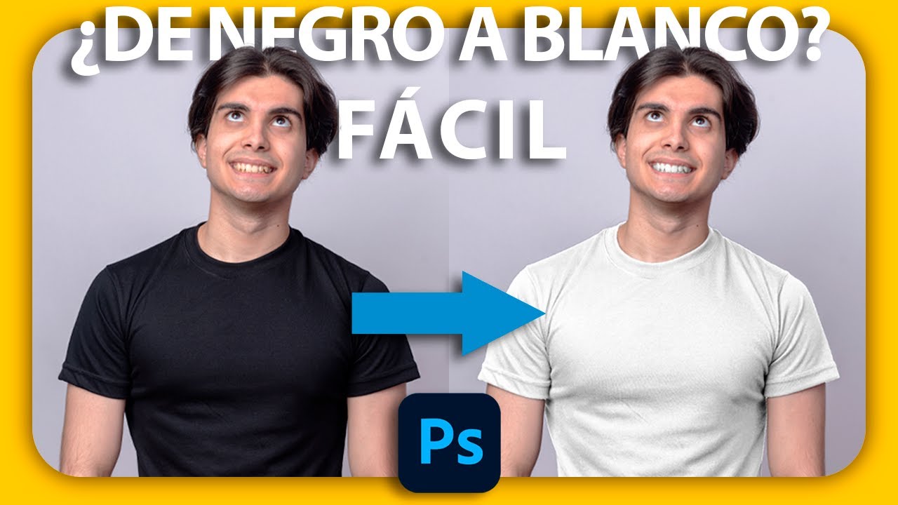 🚨TU CAMISA DE NEGRO A BLANCO🚨 CONVIERTE CUALQUIER ROPA EN PHOTOSHOP 2023