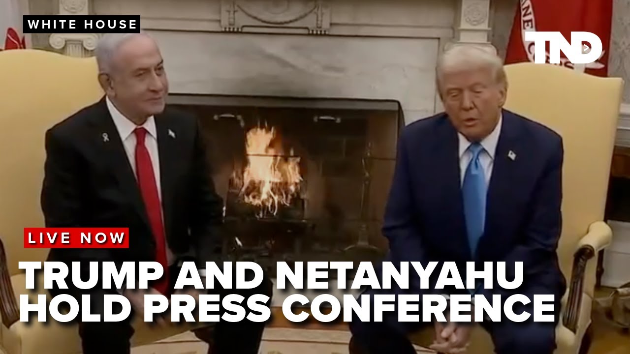 President Donald Trump holds a press conference with the Israeli Prime Minister Benjamin Netanyahu