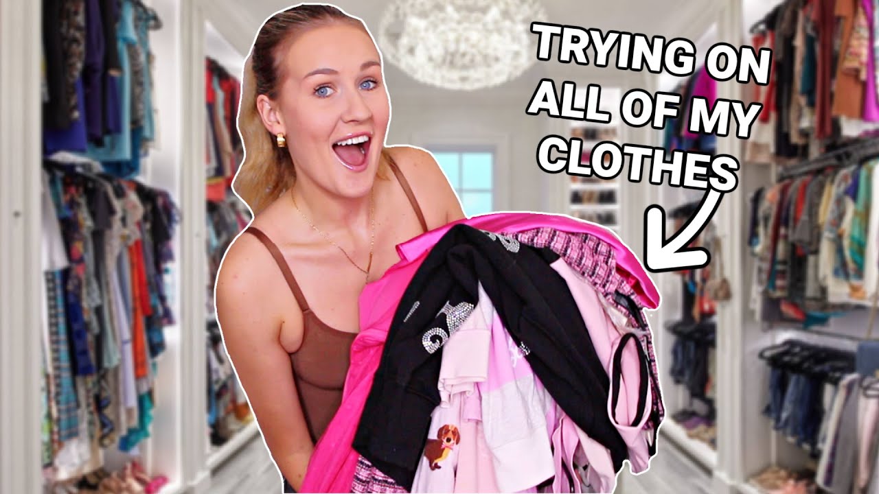 TRYING ON ALL OF MY CLOTHES/CLEANING OUT MY WARDROBE