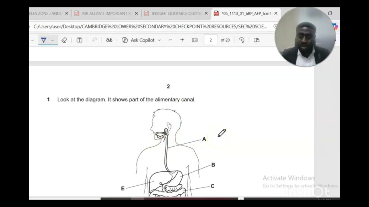 CAMBRIDGE LOWER SECONDARY SHORTS - THE ALIMENTARY CANAL