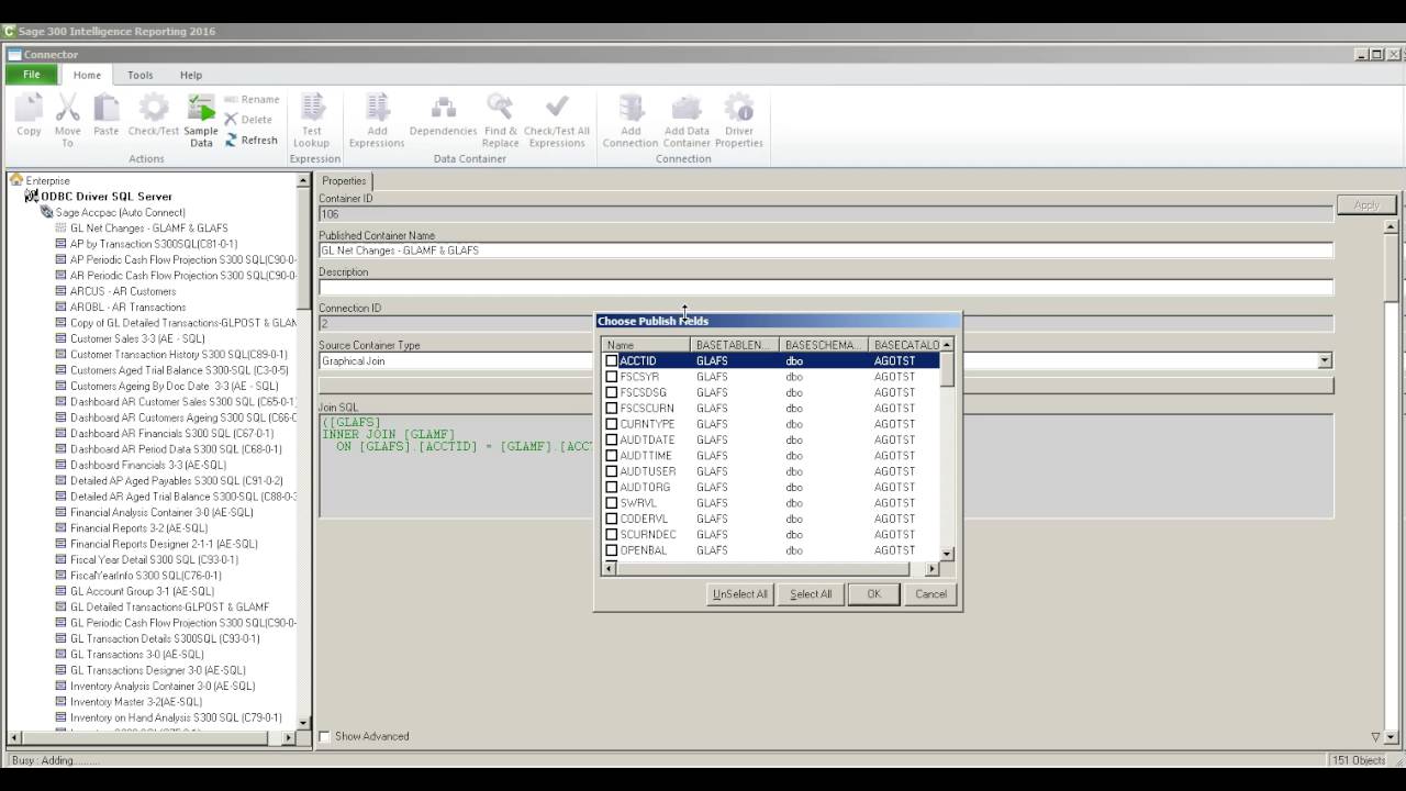 Creating a Container in Sage Intelligence Connector