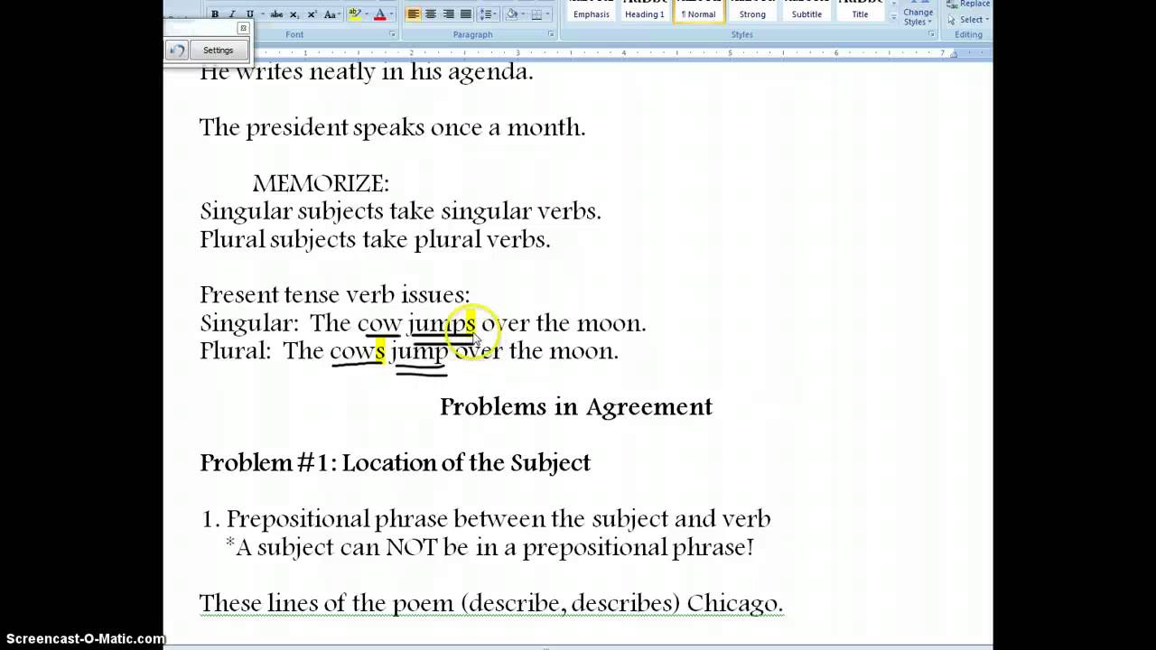 subject verb agreement: basics