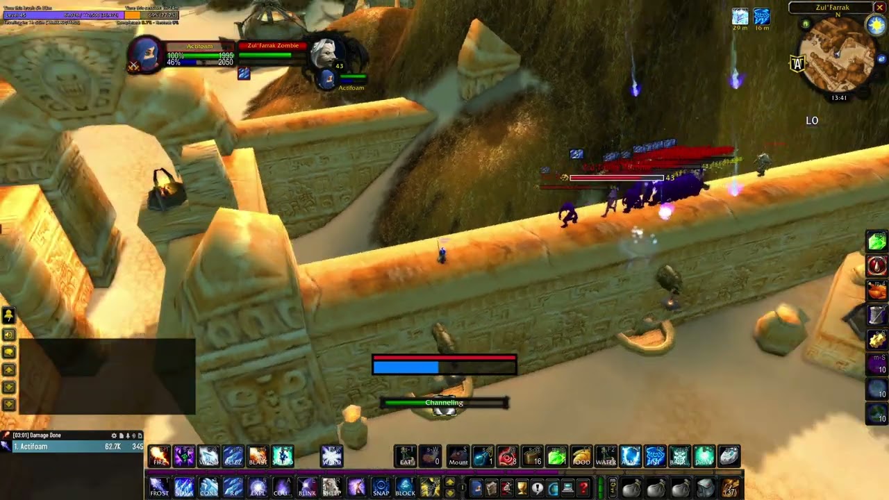 Mage AoE Leveling - Level 42-54 - Zul'Farrak (ZF) Graveyard (GY) Zombies - Classic WoW Anniversary