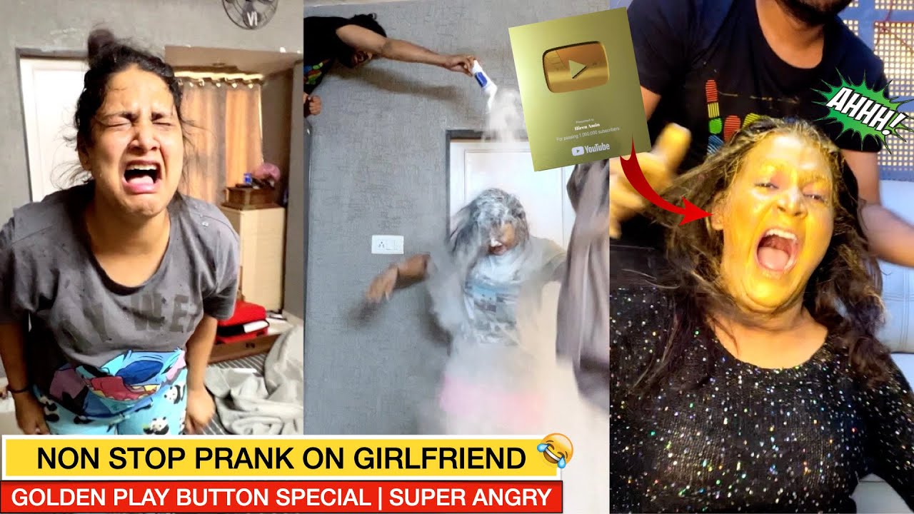 NON STOP PRANK ON GIRLFRIEND | GOLDEN PLAY BUTTON SPECIAL | MOST ANGRY REACTIONS