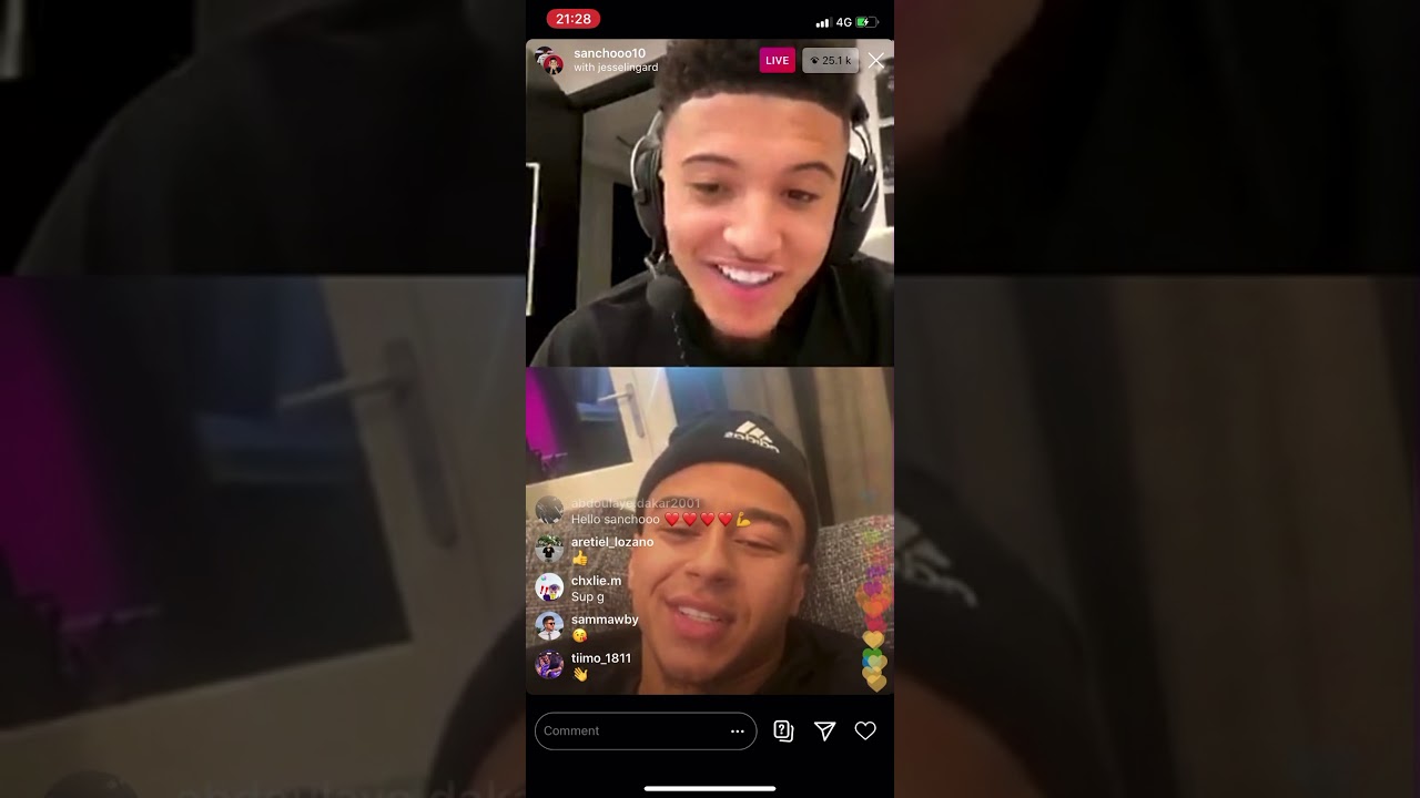 Manchester United target Jadon Sancho live on instagram with Jesse Lingard!!!