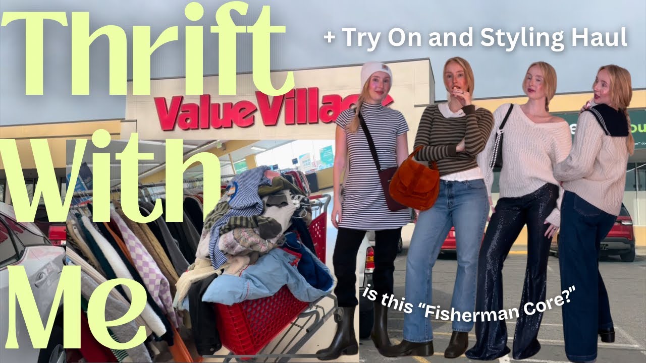 THRIFT WITH ME for 2025 Fashion Trends - Fisherman Core Try on and Styling